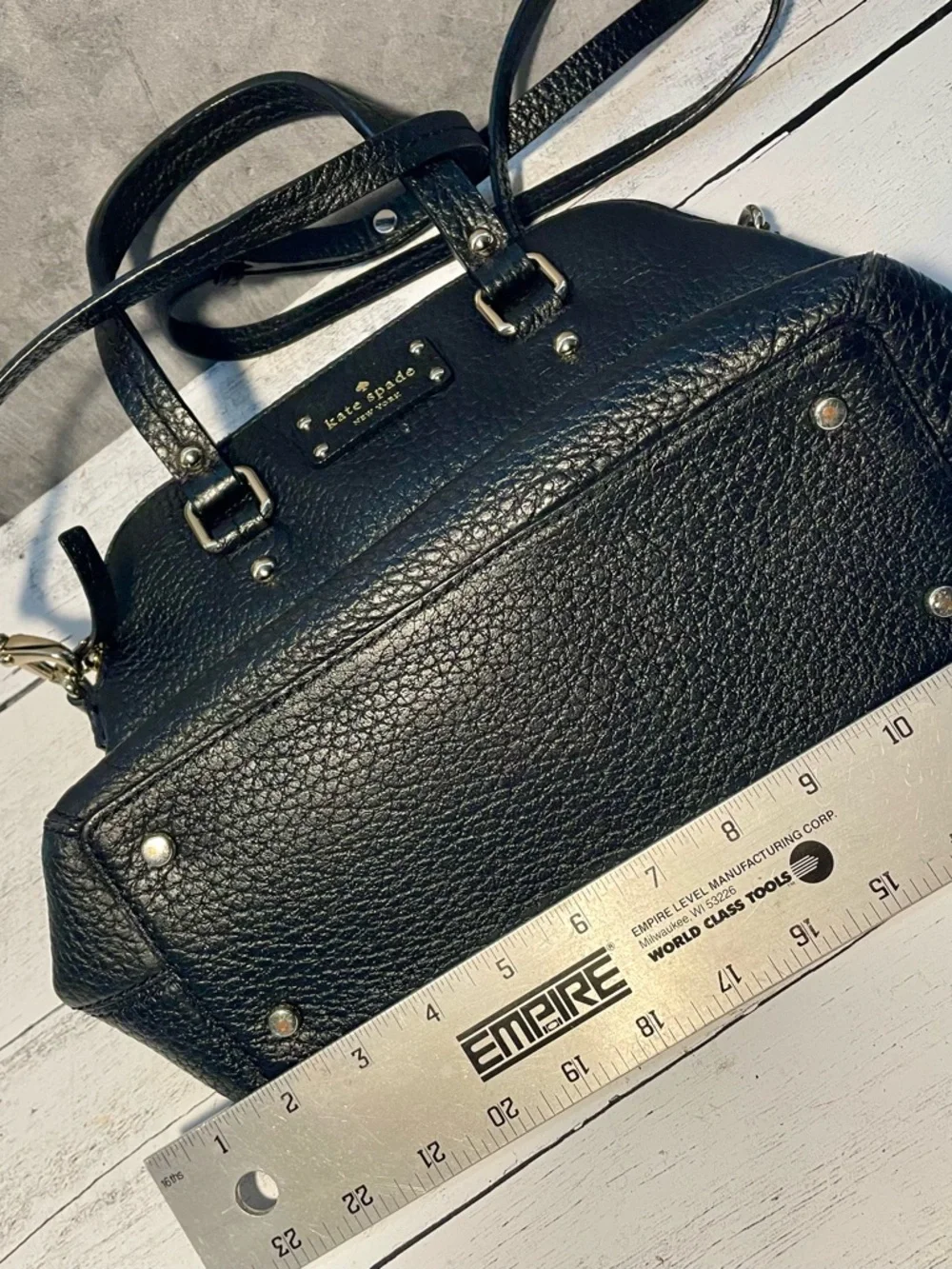 kate spade Black Pebbled Leather Satchel with Crossbody Strap - Picture 8 of 15